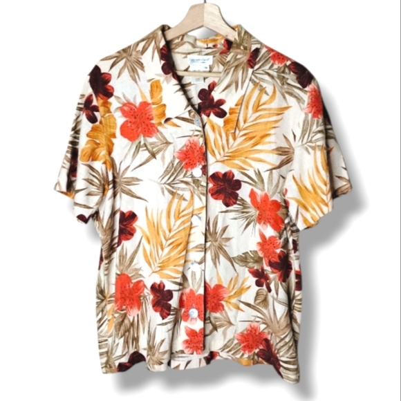 Coldwater Creek Tops - Vintage Coldwater Creek Linen Blend Top Womens Size M Tropical Summer Beach